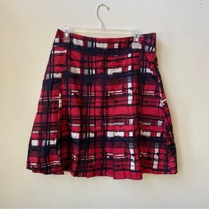 Red abstract Plaid Skirt